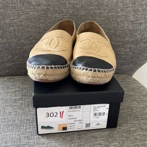 Chanel Espadrilles Beige Black 41